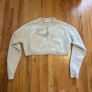 Meshki Light Gray Cropped Cardigan Sweater